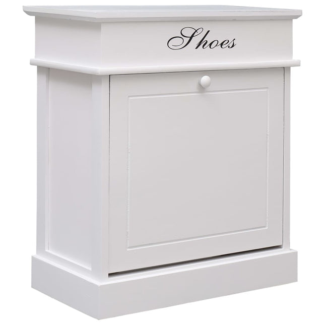 Armoire À Chaussures 50 X 28 X 58 Cm Bois De Paulownia Blanc