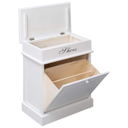 Armoire À Chaussures 50 X 28 X 58 Cm Bois De Paulownia Blanc
