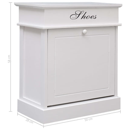 Armoire À Chaussures 50 X 28 X 58 Cm Bois De Paulownia Blanc