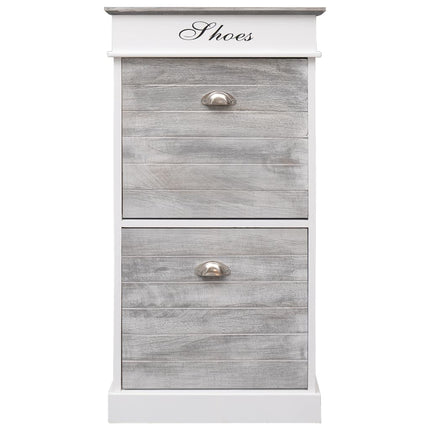 Armoire À Chaussures Gris 50 X 28 X 98 Cm Bois De Paulownia Gris Et Blanc
