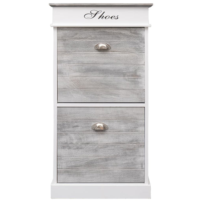 Armoire À Chaussures Gris 50 X 28 X 98 Cm Bois De Paulownia Gris Et Blanc