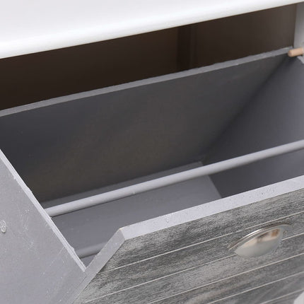 Armoire À Chaussures Gris 50 X 28 X 98 Cm Bois De Paulownia Gris Et Blanc