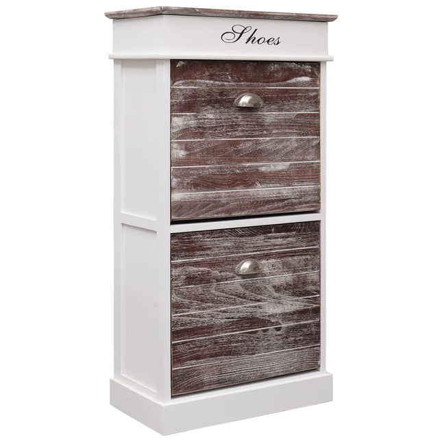 Armoire À Chaussures 50 X 28 X 98 Cm Bois De Paulownia Marron