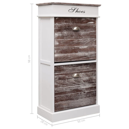 Armoire À Chaussures 50 X 28 X 98 Cm Bois De Paulownia Marron