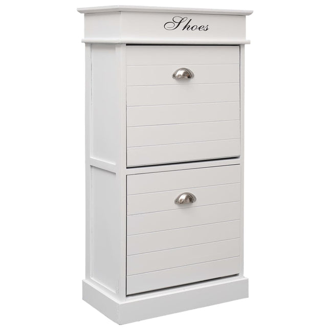 Armoire À Chaussures 50 X 28 X 98 Cm Bois De Paulownia Blanc
