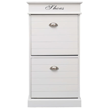 Armoire À Chaussures 50 X 28 X 98 Cm Bois De Paulownia Blanc
