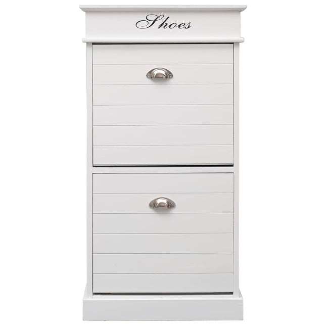Armoire À Chaussures 50 X 28 X 98 Cm Bois De Paulownia Blanc