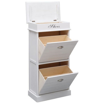 Armoire À Chaussures 50 X 28 X 98 Cm Bois De Paulownia Blanc
