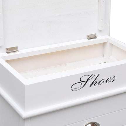 Armoire À Chaussures 50 X 28 X 98 Cm Bois De Paulownia Blanc