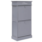 Armoire À Chaussures 50 X 28 X 98 Cm Bois De Paulownia Gris