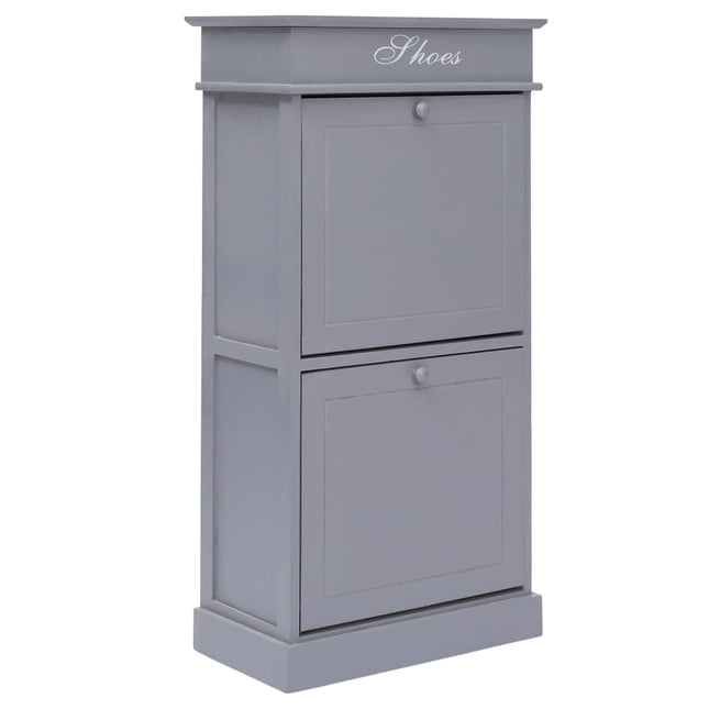 Armoire À Chaussures 50 X 28 X 98 Cm Bois De Paulownia Gris