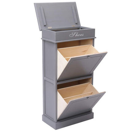Armoire À Chaussures 50 X 28 X 98 Cm Bois De Paulownia Gris