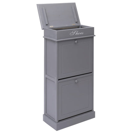 Armoire À Chaussures 50 X 28 X 98 Cm Bois De Paulownia Gris