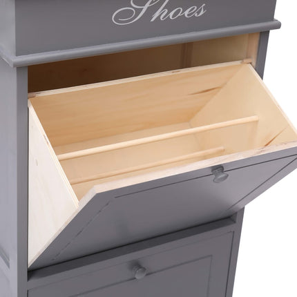 Armoire À Chaussures 50 X 28 X 98 Cm Bois De Paulownia Gris