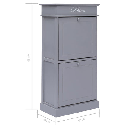 Armoire À Chaussures 50 X 28 X 98 Cm Bois De Paulownia Gris