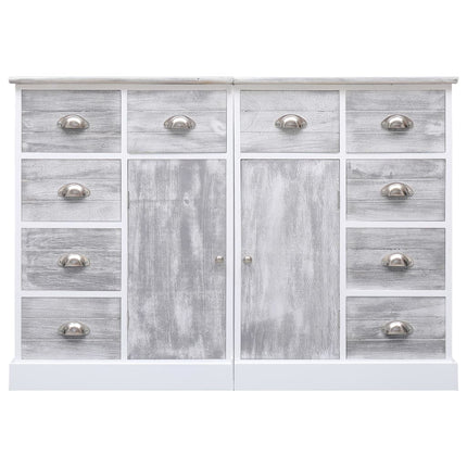 Buffet Avec 10 Tiroirs Gris 113X30X79 Cm Bois