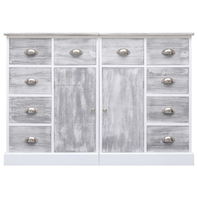 Buffet Avec 10 Tiroirs Gris 113X30X79 Cm Bois