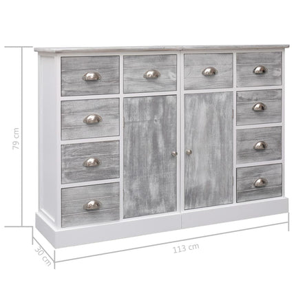 Buffet Avec 10 Tiroirs Gris 113X30X79 Cm Bois