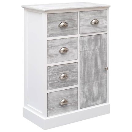 Buffet Avec 10 Tiroirs Gris 113X30X79 Cm Bois