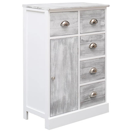 Buffet Avec 10 Tiroirs Gris 113X30X79 Cm Bois