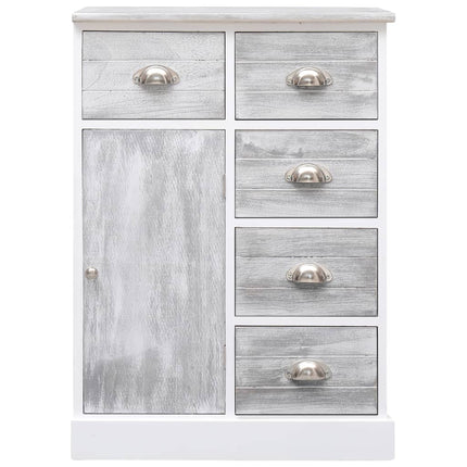 Buffet Avec 10 Tiroirs Gris 113X30X79 Cm Bois