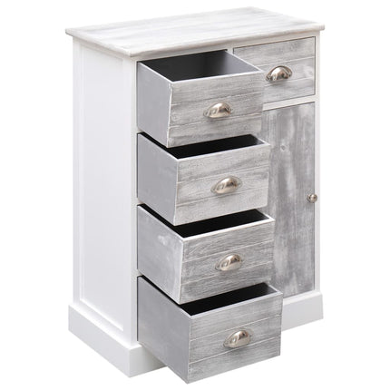 Buffet Avec 10 Tiroirs Gris 113X30X79 Cm Bois
