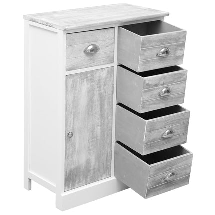 Buffet Avec 10 Tiroirs Gris 113X30X79 Cm Bois
