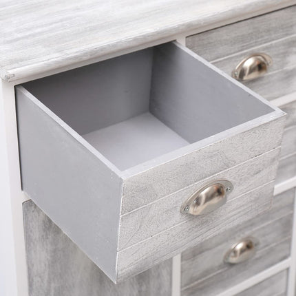 Buffet Avec 10 Tiroirs Gris 113X30X79 Cm Bois