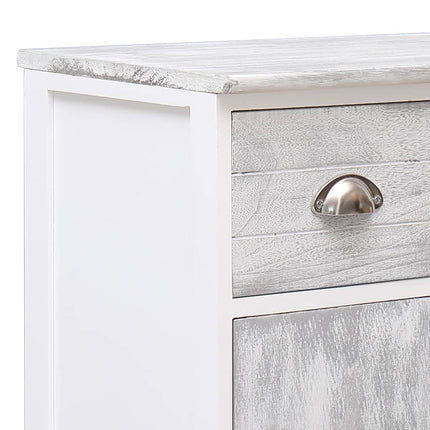 Buffet Avec 10 Tiroirs Gris 113X30X79 Cm Bois