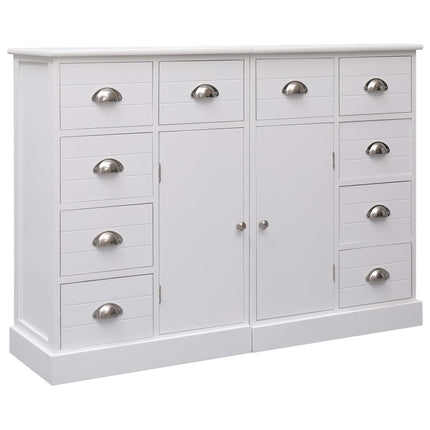 Buffet Avec 10 Tiroirs Gris 113X30X79 Cm Bois