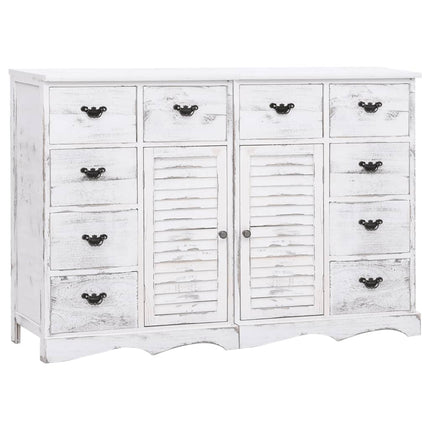 Buffet Avec 10 Tiroirs Gris 113X30X79 Cm Bois