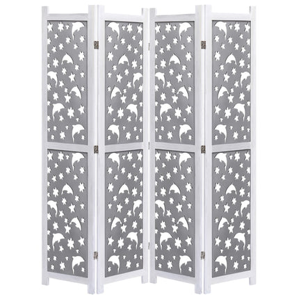 Cloison De Séparation 4 Panneaux 140X165 Cm Bois Solide
