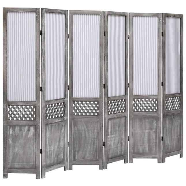 Cloison De Séparation 6 Panneaux Gris 210X165 Cm Tissu