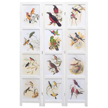 Cloison De Séparation 3 Panneaux Blanc 105X165 Cm Oiseaux