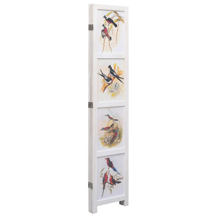 Cloison De Séparation 3 Panneaux Blanc 105X165 Cm Oiseaux