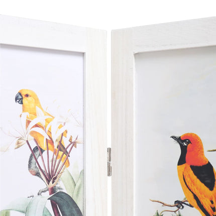 Cloison De Séparation 3 Panneaux Blanc 105X165 Cm Oiseaux