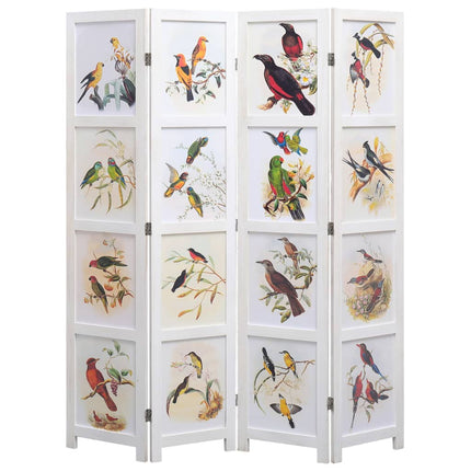 Cloison De Séparation 3 Panneaux Blanc 105X165 Cm Oiseaux