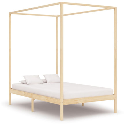 Cadre De Lit À Baldaquin Sans Matelas Bois Massif