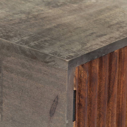 Table Console Gris 120X35X75 Cm Bois De Manguier Massif Brut