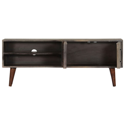 Meuble Tv Gris 130X30X46 Cm Bois Massif De Manguier Brut
