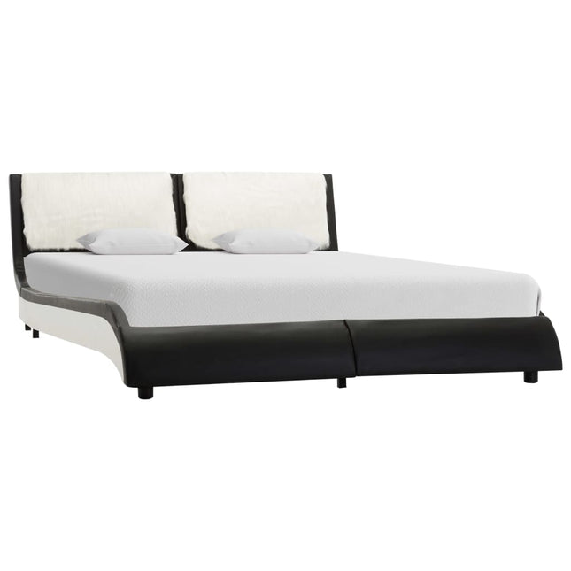 Cadre De Lit Avec Led Noir Et Blanc Similicuir
