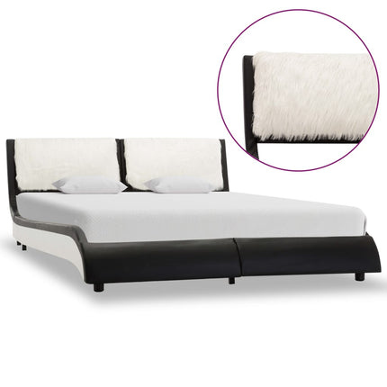 Cadre De Lit Avec Led Noir Et Blanc Similicuir