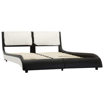 Cadre De Lit Avec Led Noir Et Blanc Similicuir