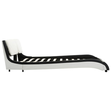 Cadre De Lit Avec Led Noir Et Blanc Similicuir
