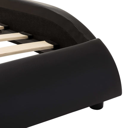 Cadre De Lit Avec Led Noir Et Blanc Similicuir