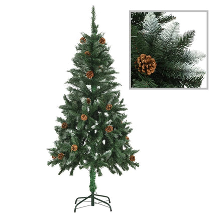 Sapin De Noël Avec Pommes De Pin Et Paillettes Blanches 150 Cm Vert Et Blanc