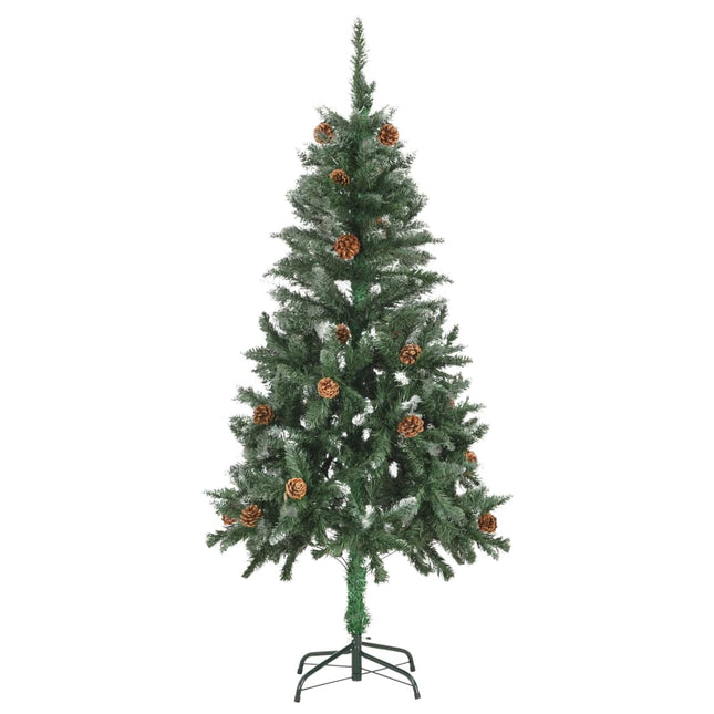 Sapin De Noël Avec Pommes De Pin Et Paillettes Blanches 150 Cm Vert Et Blanc
