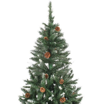 Sapin De Noël Avec Pommes De Pin Et Paillettes Blanches 150 Cm Vert Et Blanc