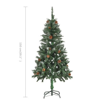 Sapin De Noël Avec Pommes De Pin Et Paillettes Blanches 150 Cm Vert Et Blanc