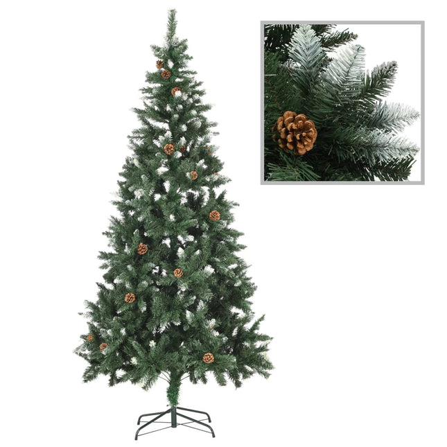 Sapin De Noël Avec Pommes De Pin Et Paillettes Blanches 150 Cm Vert Et Blanc